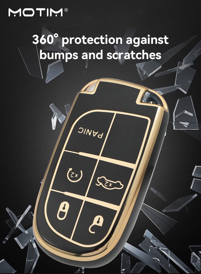 Motim Car Key Fob Cover for Jeep Grand Cherokee Dodge Challenger Charger Dart Durango Journey Chrysler 300 Key Fob, 5 Buttons Replacement Smart Remote Key Fob Cover Case - Image 4